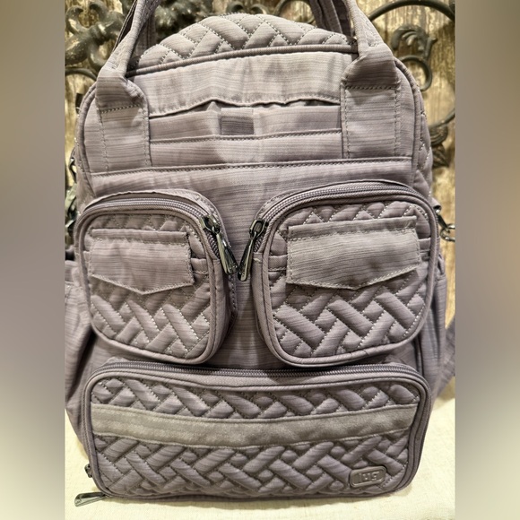 Lug Mini Puddle Jumper Quilted Crossbody Convertible Tote Brushed Pearl Grey - Picture 6 of 13